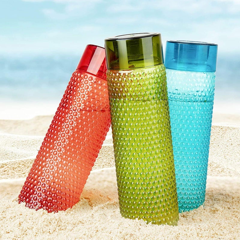 REGOLITH ENTERPRISES Unbreakable Multicolor Water Bottles Bubble Shape Designer Bottle 1000ml for Fridge School College Office Use Set of 6 - Image 2