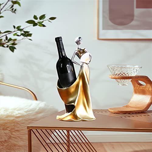Artpaul Wine Bottle Holder Beauty Lady Statue Wine Bottle Stand Lady Wine Rack Decoration Wine Cork Holder Decor Wine Decor for Kitchen Bar (Golden) - Image 4