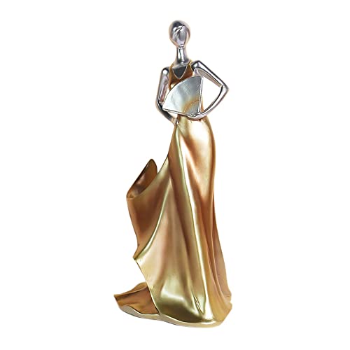 Artpaul Wine Bottle Holder Beauty Lady Statue Wine Bottle Stand Lady Wine Rack Decoration Wine Cork Holder Decor Wine Decor for Kitchen Bar (Golden) - Image 2
