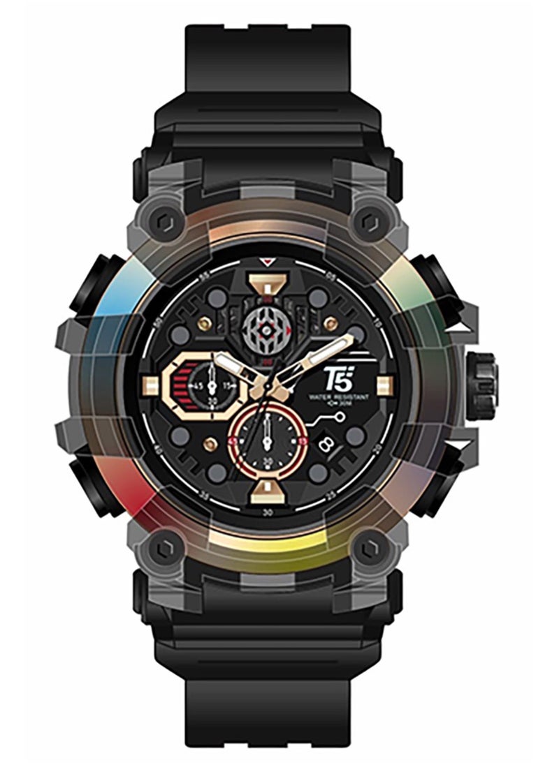 T5 T5 Mens Chronograph Silicone Strap Watch H4011G-J  - Image 1