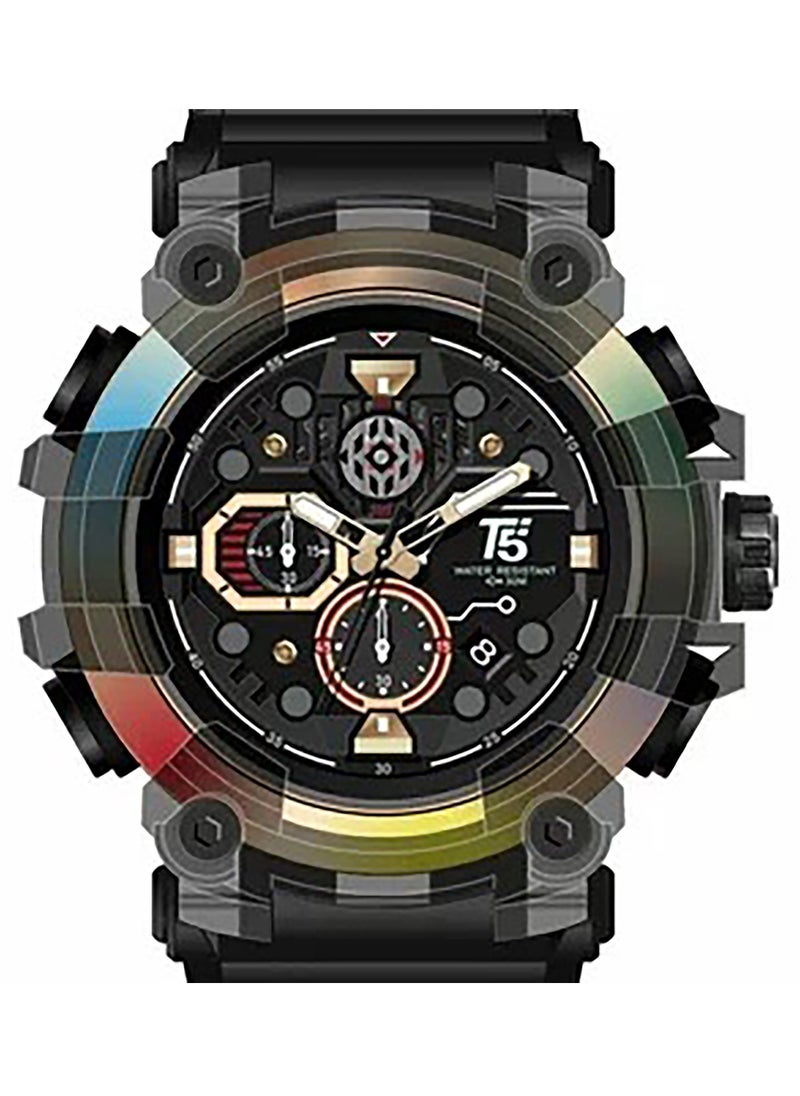 T5 T5 Mens Chronograph Silicone Strap Watch H4011G-J  - Image 2