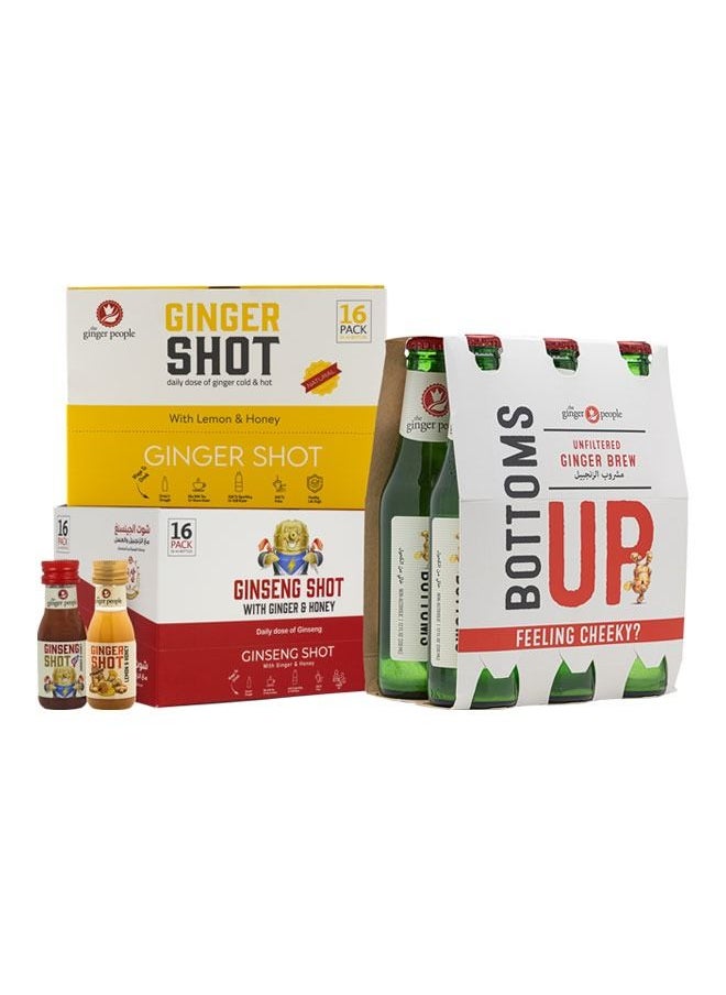 Ginger Beverages Set 16pc Ginger Shot 30ml, 16pc Gisneng Shot 30ml and 6pc ginger brew 330ml 