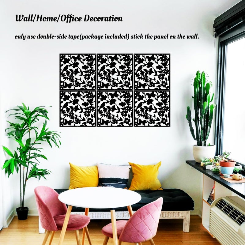 Lchen Hanging Wall Divider,12pcs PVC Room Partition Screen Panel with Butterfly Flower Bird for Home,Office,Hotel,Bar Decoration(black02) - Image 5