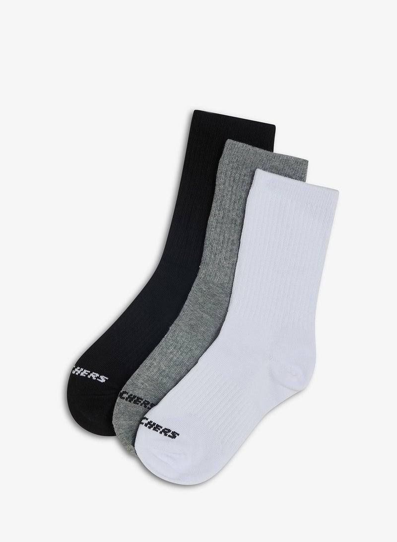 SKECHERS 3 Pack Non-Terry Crew Socks - Image 1