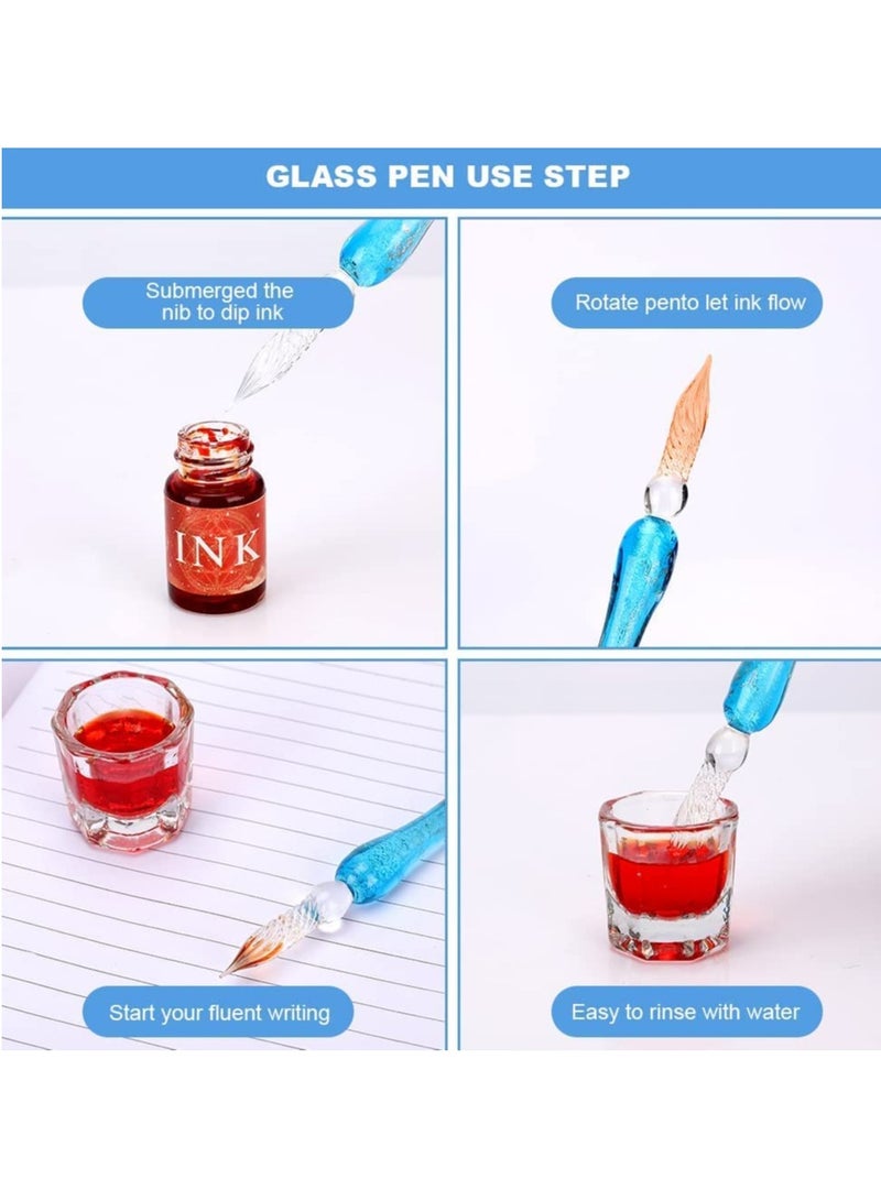 Generic Glass Dip Pen and Ink Set - Includes 2 Crystal Calligraphy Pens, 12 Gold Inks, Pen Holder & Cleansing Cup - Perfect Gift for Beginners in Art, Drawing, Writing, Signatures, and Cards.  - Image 5