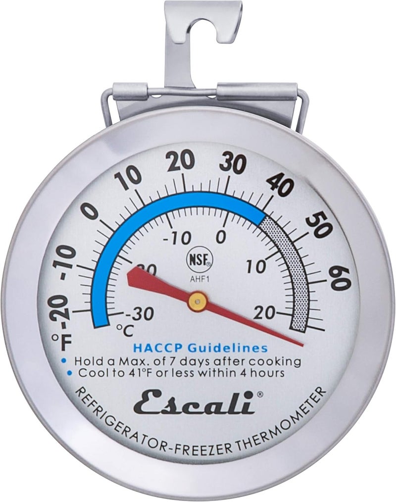 Escali AHF1 Stainless Steel Large Dial Refrigerator Freezer Thermometer for Hanging or Standing on a Fridge or Freezer HACCP Zones NSF Certified - Image 2
