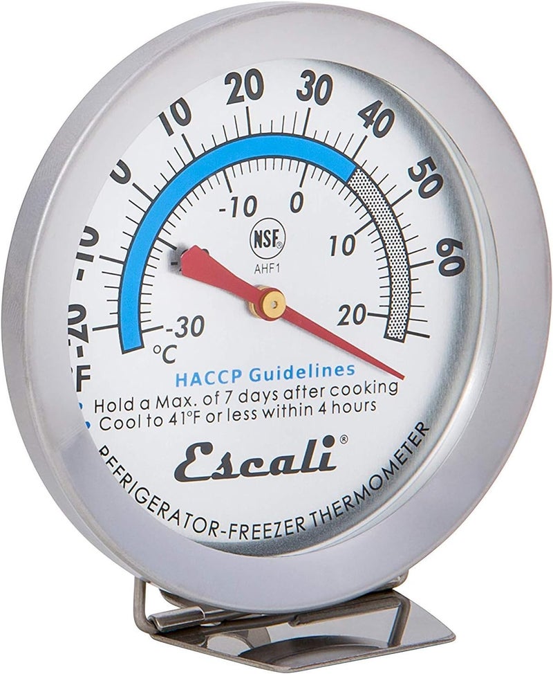 Escali AHF1 Stainless Steel Large Dial Refrigerator Freezer Thermometer for Hanging or Standing on a Fridge or Freezer HACCP Zones NSF Certified - Image 1