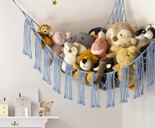 RelaxScene Stuffed Animal Hammock Corner Storage with LED Light Bluey Room Decor for Girls Teddy Bear Stuffy Hammock Cute Blue Things for Bedroom Wall Ceiling Hanging Decor - Image 3