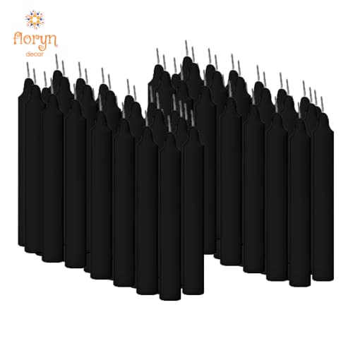 Floryn Decor Black Candles for Healing | Ritual, Spell, Chime, Chakras | Unscented Wax Sticks Pack of 50 (Black) - Image 2