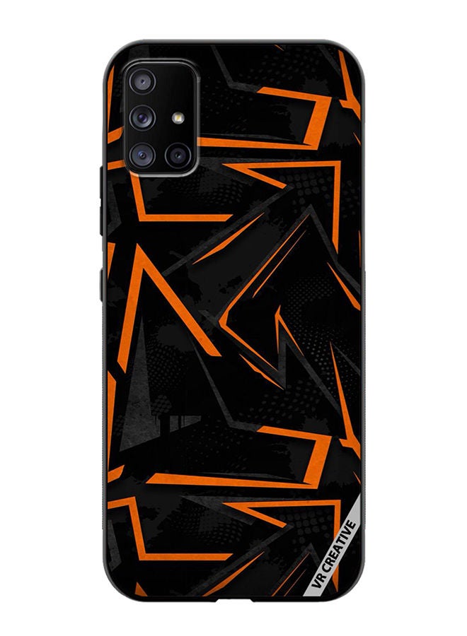 VR CREATIVE Protective Case Cover For Samsung Galaxy A71 5G Black & Orange Pattern Design Multicolour - Image 1