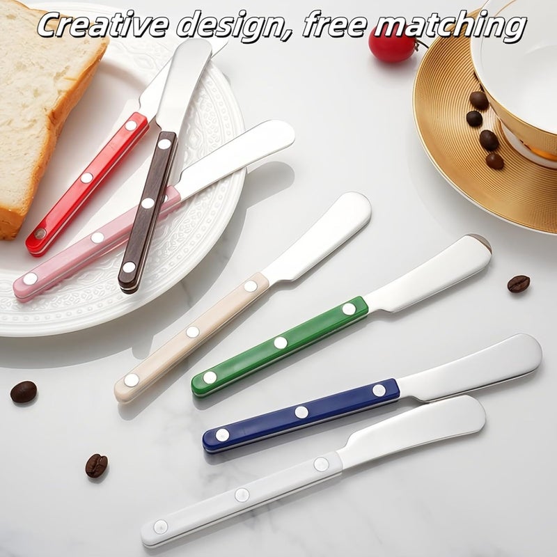 Siutco 4PCS Stainless Steel Butter Knives Set: 6.3 Inch Cheese Spreader 304 Stainless Steel with Ergonomic Handle for Cheese, Butter & Jam (brown) - Image 3