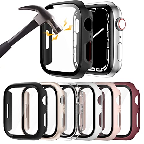 Rontion 6 Pack Hard PC Case with Tempered Glass Screen Protector 40mm for Apple Watch SE 3/SE (2nd) Series 6/SE/5/4, Ultra-Thin Scratch Resistant Protective Bumper Cover for iWatch 40mm Accessories - Image 1