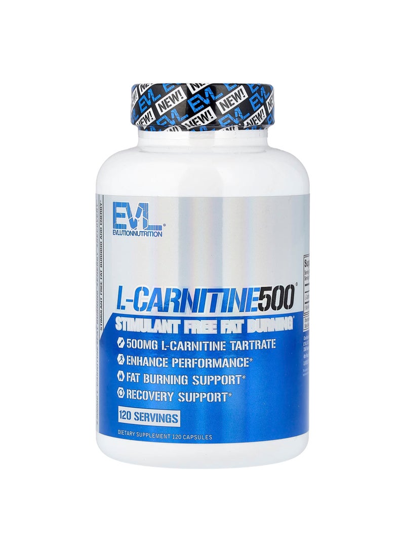 EVLUTION NUTRITION L-Carnitine500®, 500 mg, 120 Capsules