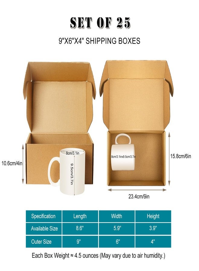 CHARMGIFTBOX صناديق شحن، 9×6×4 بوصة، مجموعة من 25 صندوقًا، صناديق كرتونية بنية متينة متوسطة الحجم، مناسبة لتغليف الهدايا والمشاريع الصغيرة - Image 2