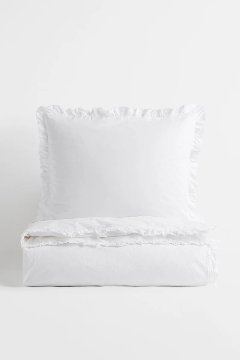 H&M Flounce-trim duvet cover set