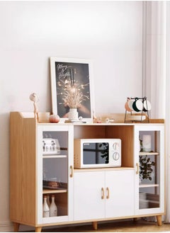 AGD Coffee Corner Cabinet for Living Room or Office with Doors, Drawers and Microwave Holder, Large Surface for Coffee Machine, Cups, Antiques and Plants, Entryway Side Cabinet  - Image 1