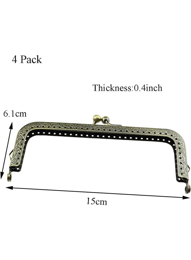 Purse Bag Kiss Clasp Frame Lock 5.9inch Arch Metal Vintage Clutch Clip Easy Smooth Open Close No Scratch Loose Gap Rattling for DIY Crochet Fabric Coin Purse Leather Bag Sewing 4pieces Bronze - Image 2