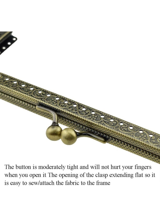 Purse Bag Kiss Clasp Frame Lock 5.9inch Arch Metal Vintage Clutch Clip Easy Smooth Open Close No Scratch Loose Gap Rattling for DIY Crochet Fabric Coin Purse Leather Bag Sewing 4pieces Bronze - Image 3