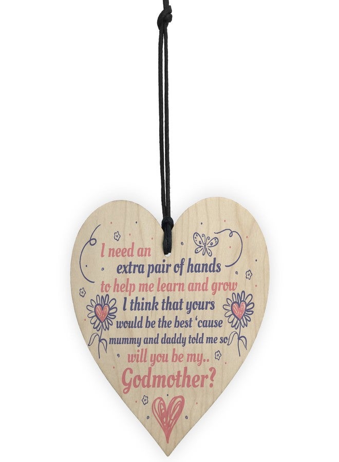 RED OCEAN Will You Be My Godmother Wooden Heart Plaque Goddaughter Godson Christening Asking Gifts For Her - Image 5