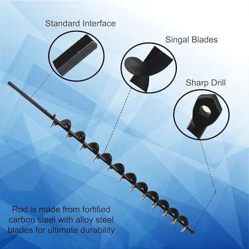 netuera 2in Wide 24in Long Metal Earth Auger Drill Bit, Steel Auger Bit DIY Auger with 3/8 Non-Slip Hex Drive for Planting Trees and Bedding, Gardening - Image 4
