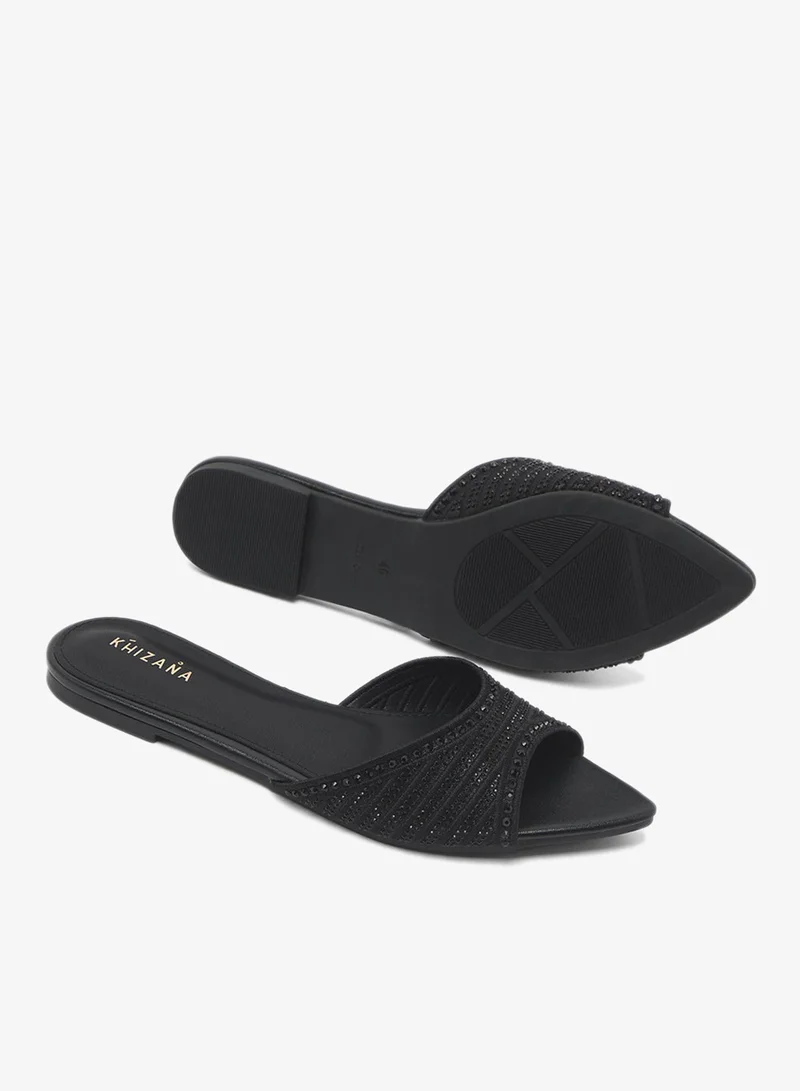 Khizana Rhinestone Embellished Flat Sandals