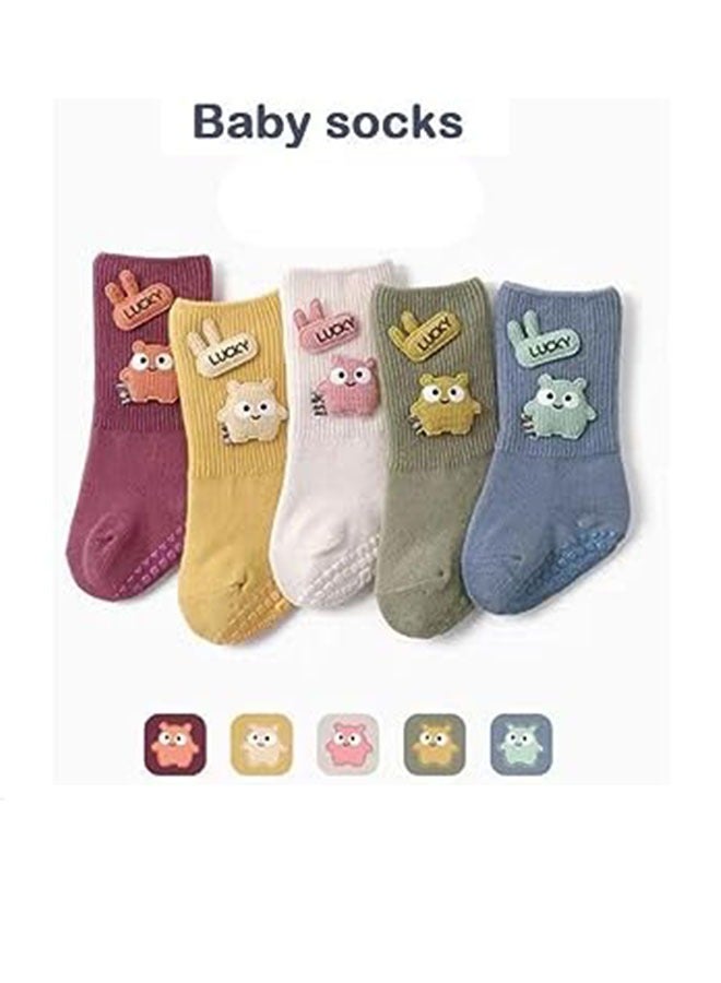 Ocean 2 Pairs High Anti Slip Socks, With Anti Slip Soles, For Cartoon Warmth, Suitable For 1-3 Years Old - Image 4