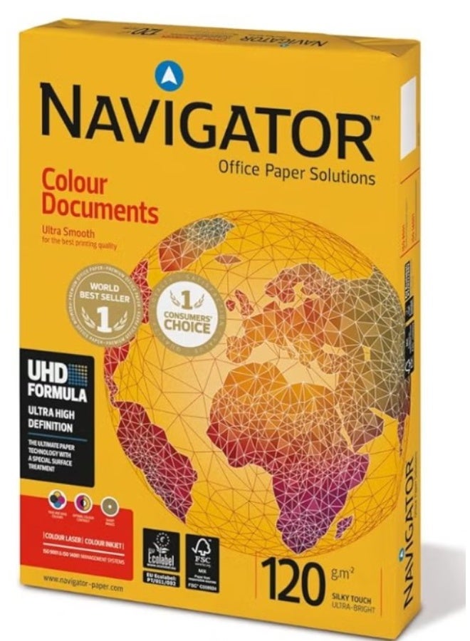 NAVIGATOR Nuco Colour Documents - A4 Colour Printer Paper, White, 120GSM, 250 Sheets - Image 1