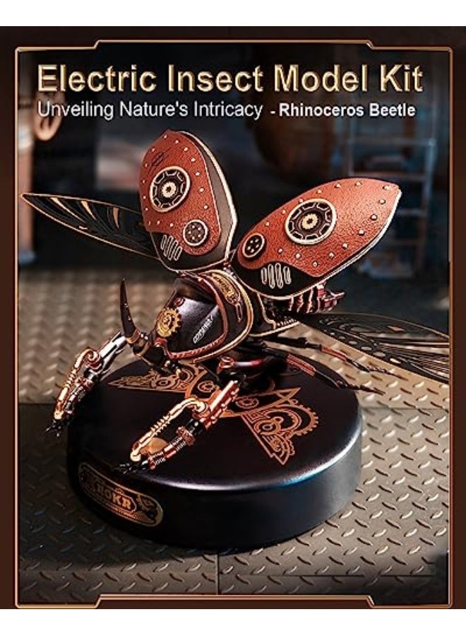 روكر مجموعة نماذج معدنية ثلاثية الأبعاد للبالغين من ROKR - مجموعة بناء حشرات كهربائية، ألعاب مكتبية وهواية للبالغين، هدية للمراهقين (خنفساء وحيد القرن) - Image 2
