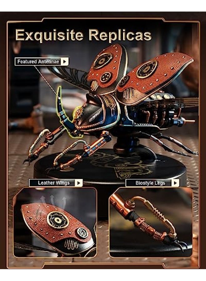 روكر مجموعة نماذج معدنية ثلاثية الأبعاد للبالغين من ROKR - مجموعة بناء حشرات كهربائية، ألعاب مكتبية وهواية للبالغين، هدية للمراهقين (خنفساء وحيد القرن) - Image 5