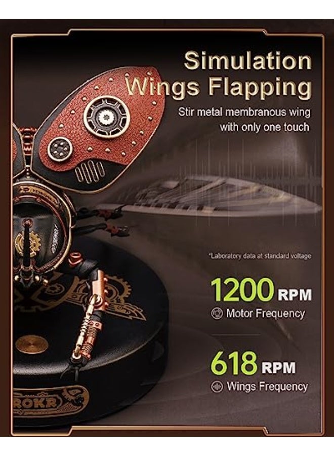 روكر مجموعة نماذج معدنية ثلاثية الأبعاد للبالغين من ROKR - مجموعة بناء حشرات كهربائية، ألعاب مكتبية وهواية للبالغين، هدية للمراهقين (خنفساء وحيد القرن) - Image 3