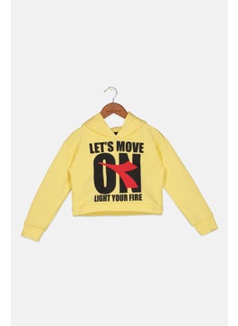 DIADORA Toddler Girl Graphic Printed Hoodie, Yellow  - Image 1