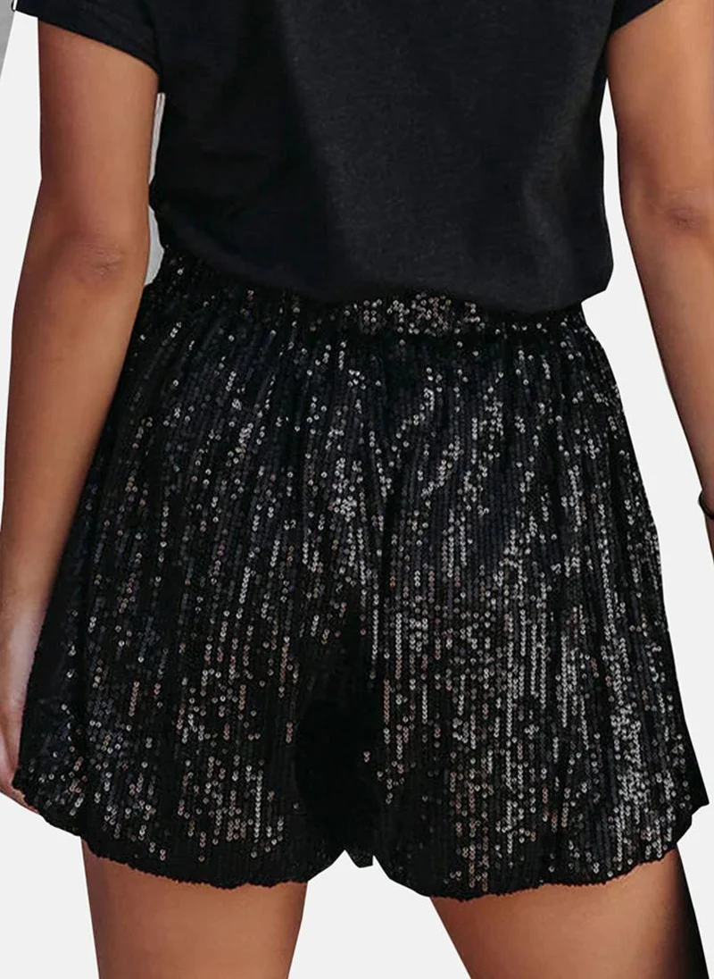 يونيكي Black Sequin Shorts