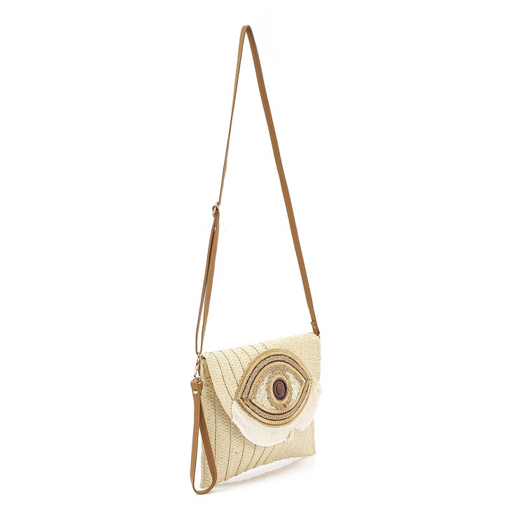 Mr.joe Mr Joe Bohemian Straw Clutch with Eye Embellishments Beige -4155 - Image 3