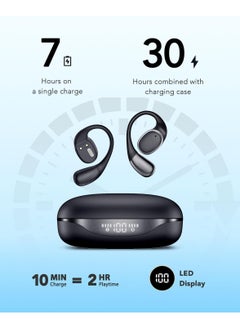 General Open Headphones Bluetooth Headphones with Earhook Air Conduction Wireless Earbuds, Feathered, Large Drivers Enhanced Bass, Clear Calls, 30 Hour Playback Time, Bluetooth 5.4, For Fitness Exercise  - Image 4