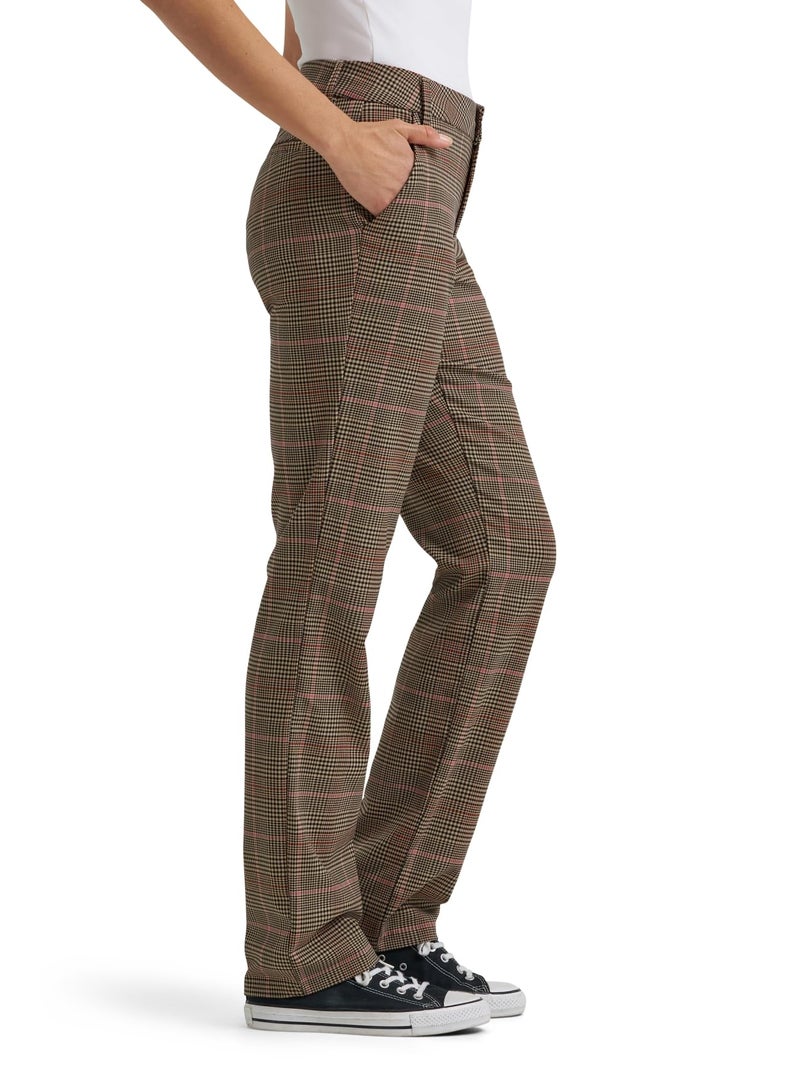Lee Women's Wrinkle Free Relaxed Fit Straight Leg Pant, Straw Plaid, 12 - Image 2