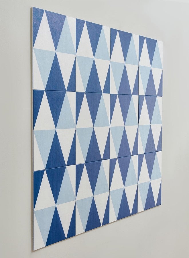 Lightomorrow 12-Pack Felt Wall Tiles, Large Bulletin Board with Safe Removable Adhesive Tapes, 11.8 x 11.8in Panels Alternative for Home Wall Decor, Blue-and-White Pattern - Image 1
