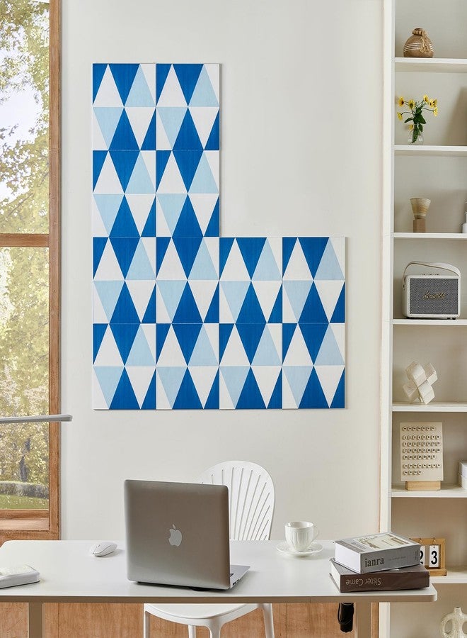 Lightomorrow 12-Pack Felt Wall Tiles, Large Bulletin Board with Safe Removable Adhesive Tapes, 11.8 x 11.8in Panels Alternative for Home Wall Decor, Blue-and-White Pattern - Image 5
