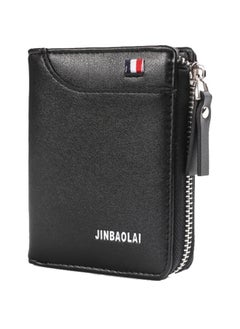 NIBEMINENT Leather card cover multifunctional zero wallet black Black  - Image 1