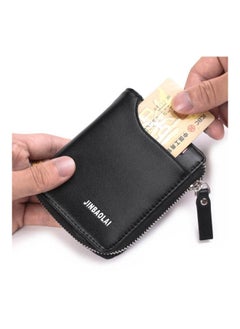 NIBEMINENT Leather card cover multifunctional zero wallet black Black  - Image 3