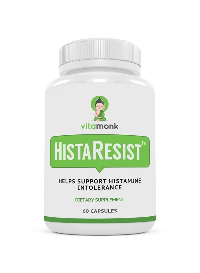 VitaMonk Histamine Blocker for Histamine Intolerance - HistaResist - SOD (DAO Enzyme Supplement Replacement) - SOD (Diamine Oxidase Replacement) - Shield Histamine for Smooth Digestion - 60 Capsules - Image 1