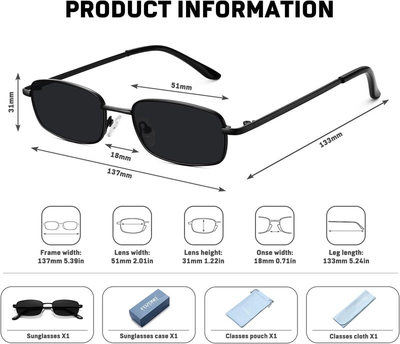 Fozono Rectangle Sunglasses for Women 90s Retro Small Narrow Square Frame UV400 Protection - Image 5