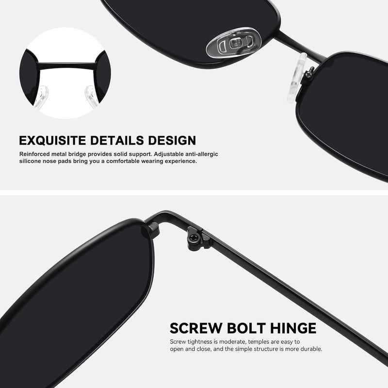 Fozono Rectangle Sunglasses for Women 90s Retro Small Narrow Square Frame UV400 Protection - Image 4