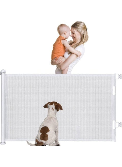 Retractable Baby Gates for Stairs, Mesh Safety Gate 86cm Tall, Extends to 150cm Wide(Need to Punch), Extra Wide Dog Gate, Child Safety Gate 300 * 86cm