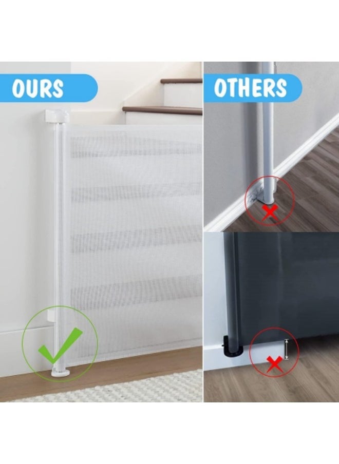 Retractable Baby Gates for Stairs, Mesh Safety Gate 86cm Tall, Extends to 150cm Wide(Need to Punch), Extra Wide Dog Gate, Child Safety Gate 300 * 86cm