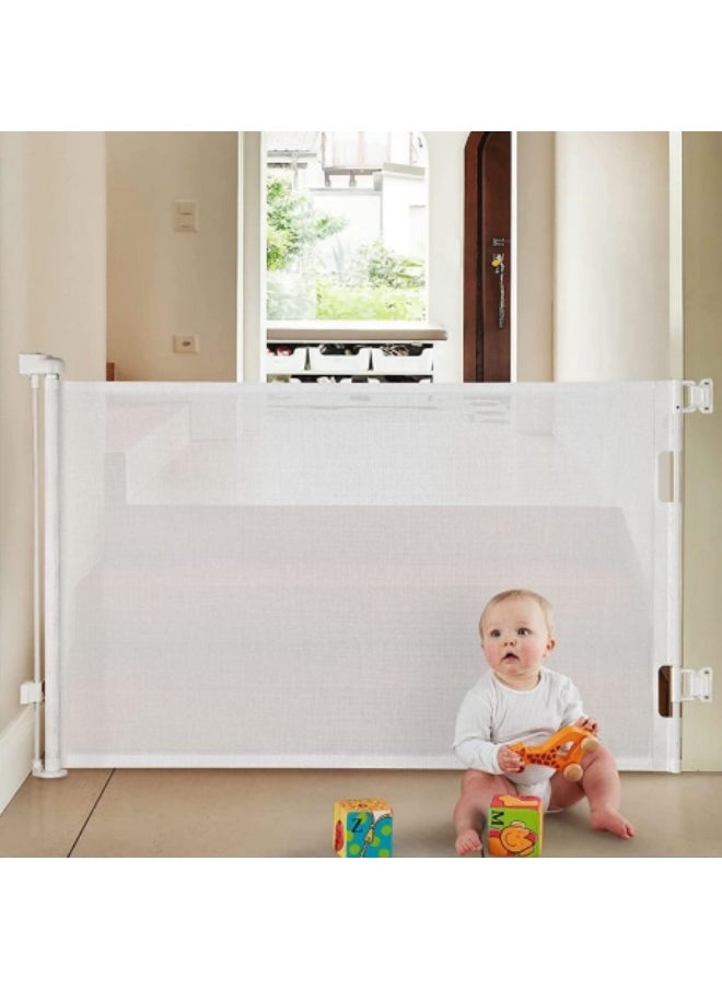 Retractable Baby Gates for Stairs, Mesh Safety Gate 86cm Tall, Extends to 150cm Wide(Need to Punch), Extra Wide Dog Gate, Child Safety Gate 300 * 86cm