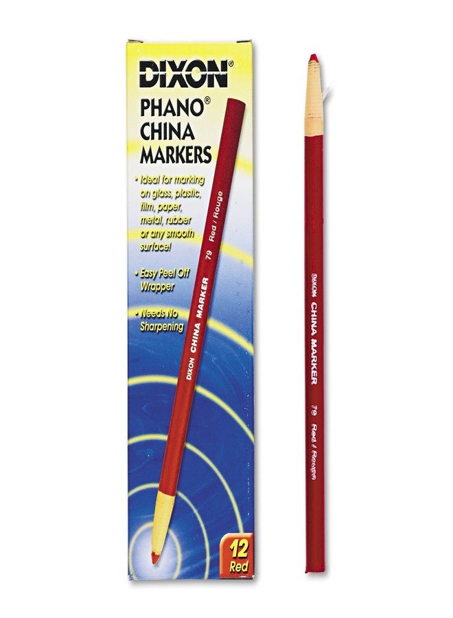 Dixon 00079 China Markers, Red, 12-Pack, 7 x 2.2 x 0.8 inches - Image 1