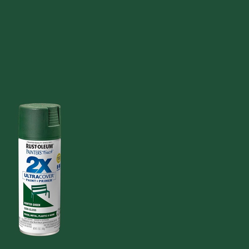 Rust-Oleum 249853-6PK Painter's Touch 2X Ultra Cover Spray Paint, 12 oz, Semi-Gloss Hunter Green, 6 Pack - Image 2