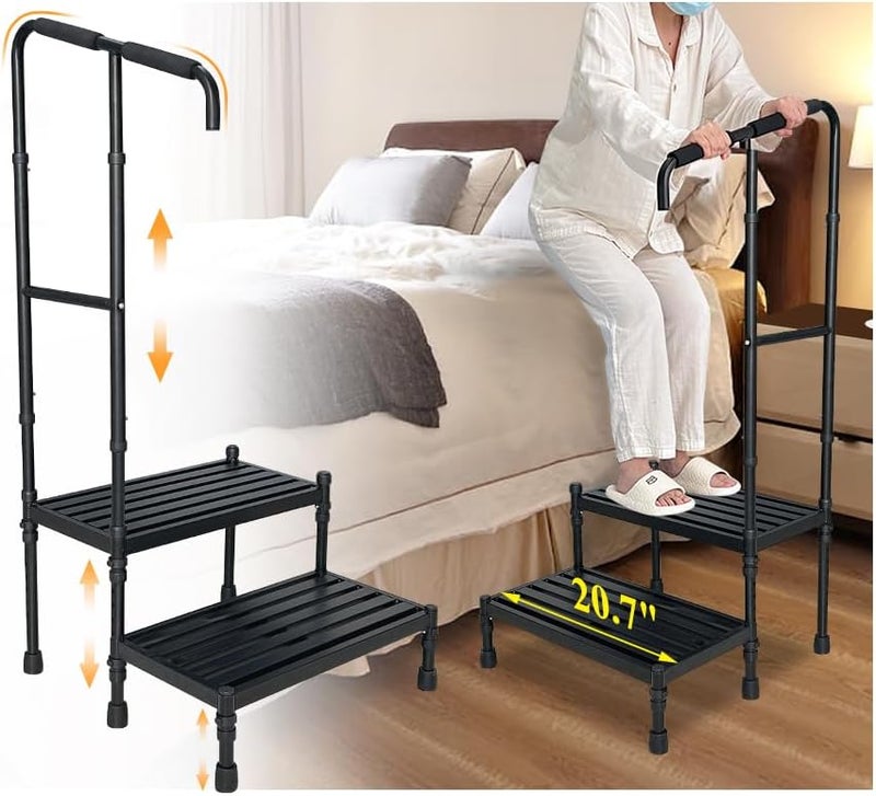 Bed Steps for Adults with Handle - Black