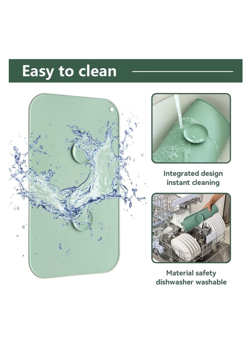 SYOSI, Pet Feeding Mat with Raised Edge, Silicone Dog Food Mats, Waterproof Non Slip for Feeding Bowls, for Prevent Food and Water Overflow, Roll-Up Pet Bowl Mat