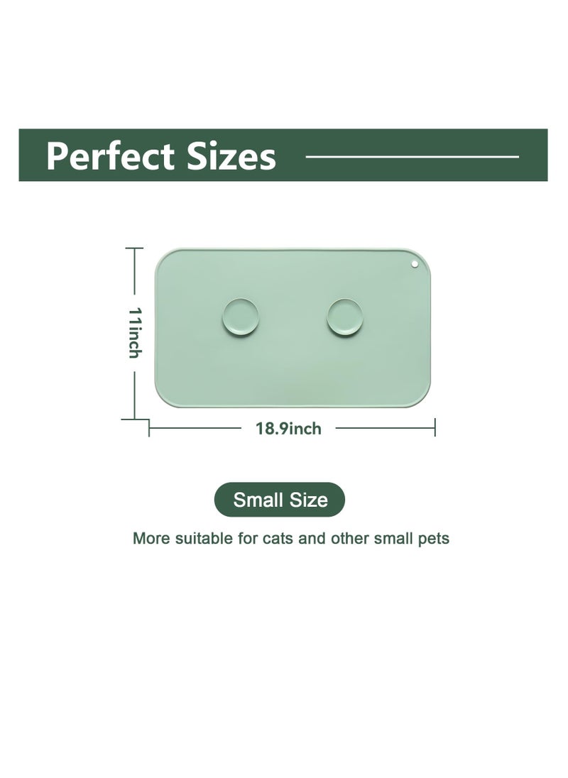 SYOSI, Pet Feeding Mat with Raised Edge, Silicone Dog Food Mats, Waterproof Non Slip for Feeding Bowls, for Prevent Food and Water Overflow, Roll-Up Pet Bowl Mat